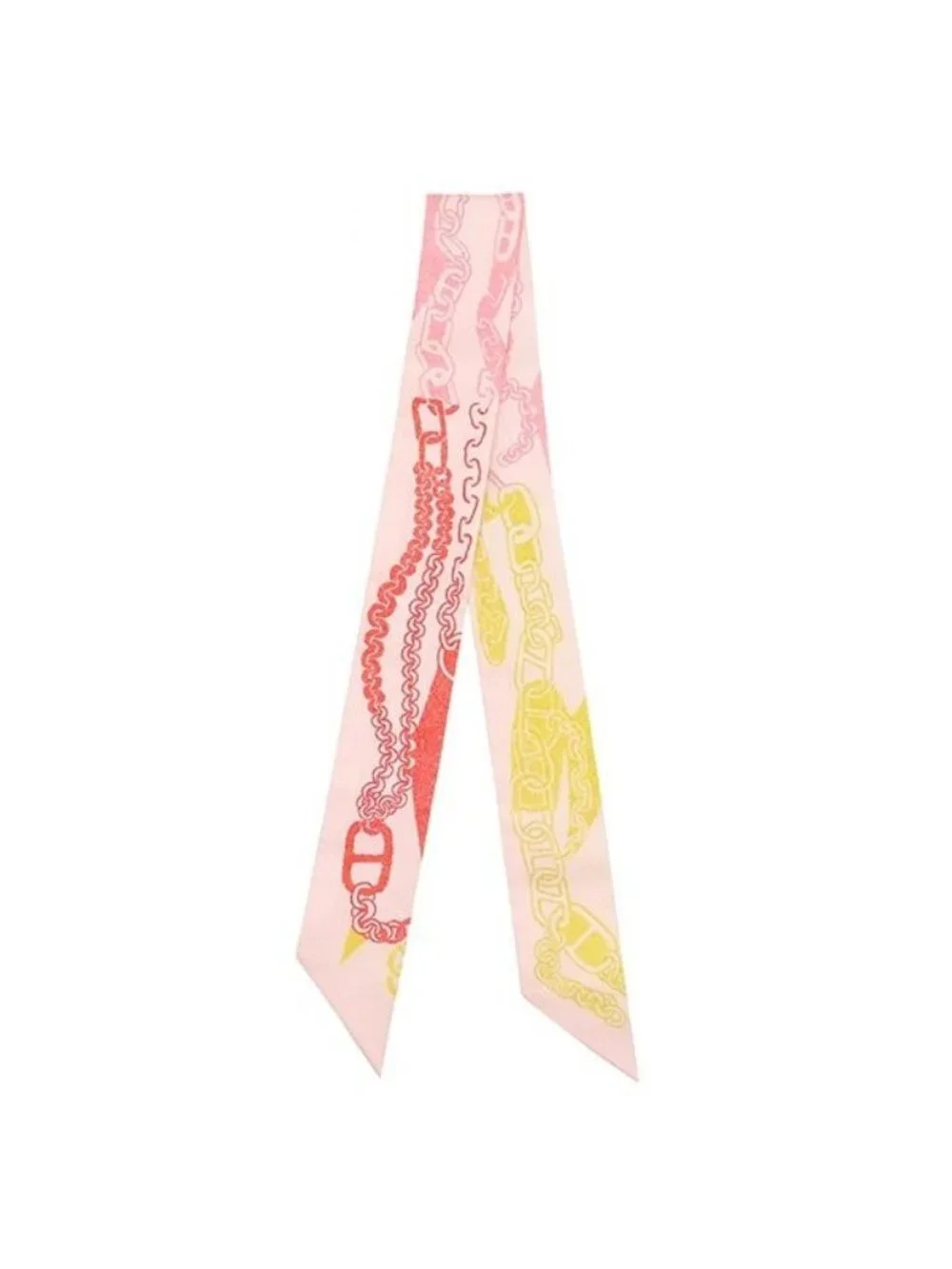 Hermes Scarf Twilly Silk Rose Narkle Red Yellow Boucle